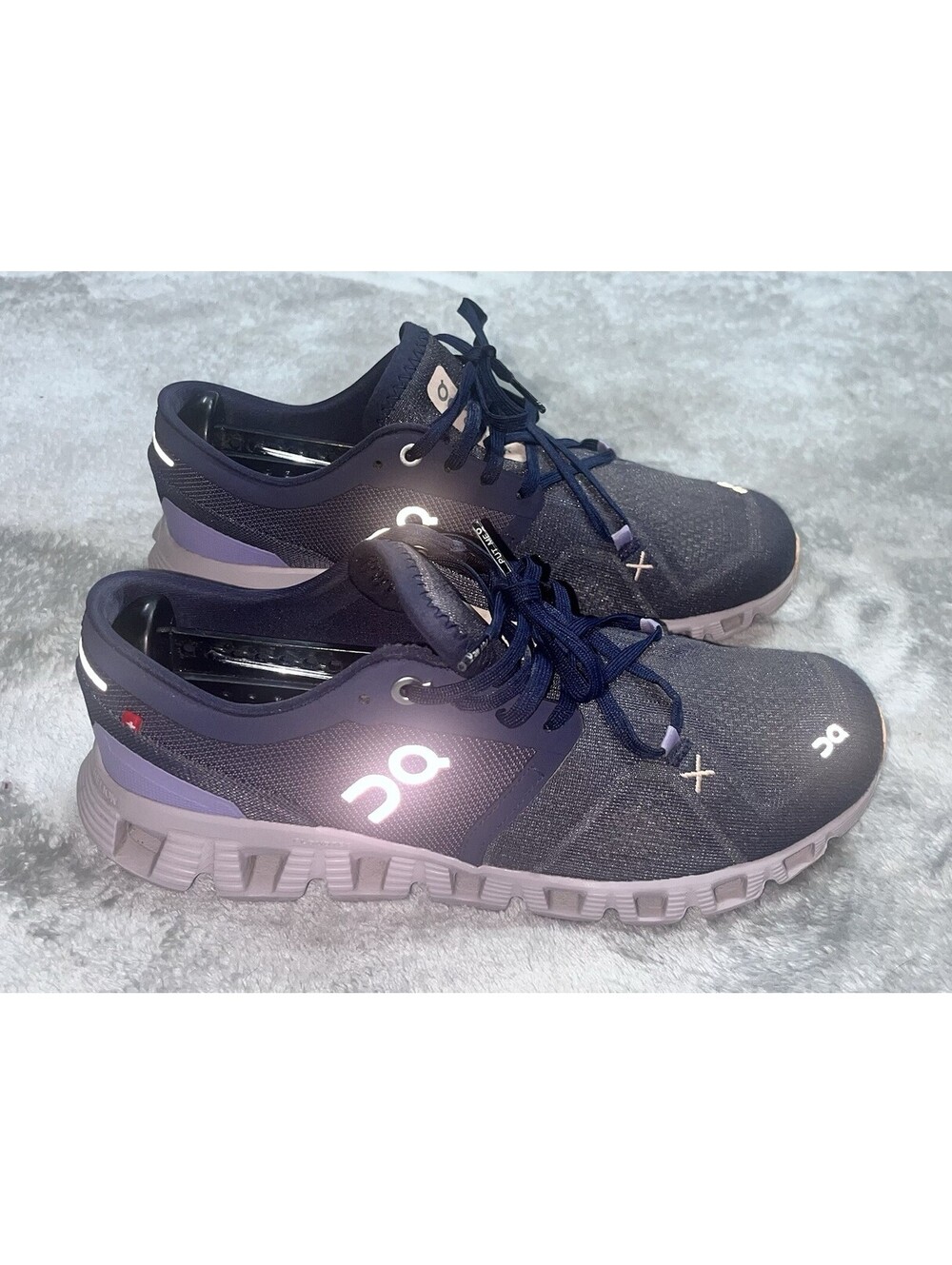On Running Cloud X 3 Women's Running Shoes Iron Fade Navy Purple US 8